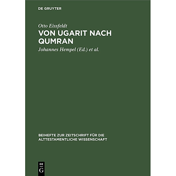 Von Ugarit nach Qumran, Otto Eißfeldt