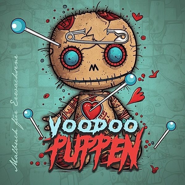 Voodoo Puppen Malbuch für Ewachsene, Monsoon Publishing, Musterstück Grafik