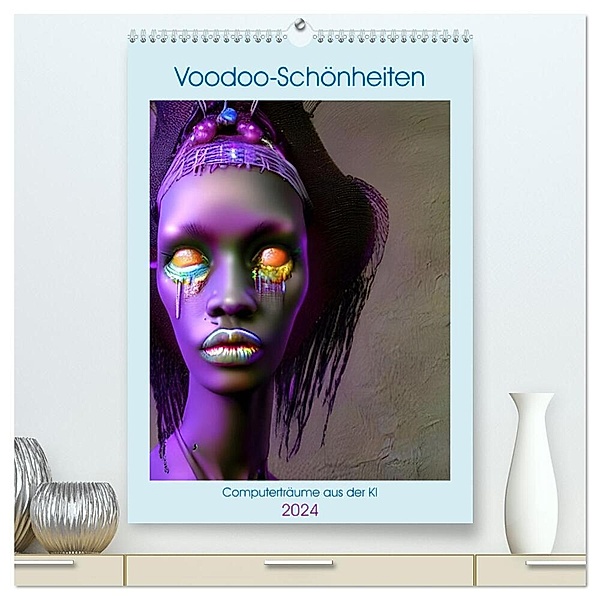 Voodoo-Schönheiten - Computerträume aus der KI (hochwertiger Premium Wandkalender 2024 DIN A2 hoch), Kunstdruck in Hochglanz, Christine aka stine1