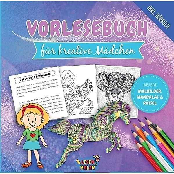 Vorlesebuch für kreative  Mädchen, Lesen und Malen