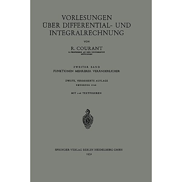 Vorlesungen über Differential- und Integralrechnung, Richard Courant