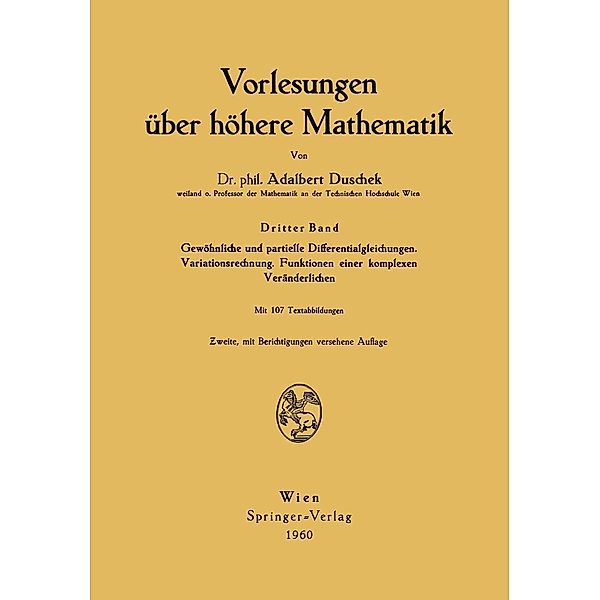 Vorlesungen über höhere Mathematik, Adalbert Duschek