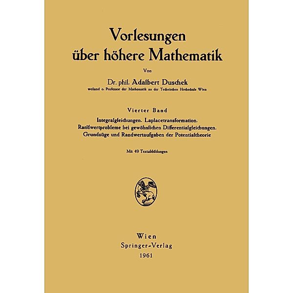 Vorlesungen über höhere Mathematik, Adalbert Duschek