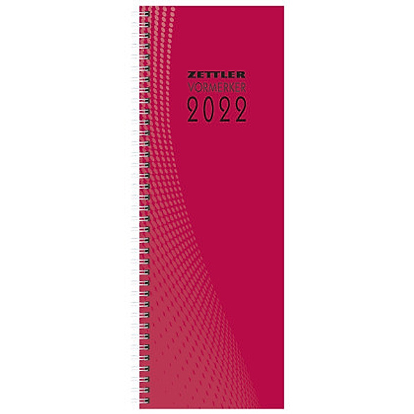 Vormerkbuch rot 2022 - Bürokalender 10,5x29,7 cm - 1 Woche auf 2 Seiten - mit Ringbindung - robuster Kartoneinband - Tis