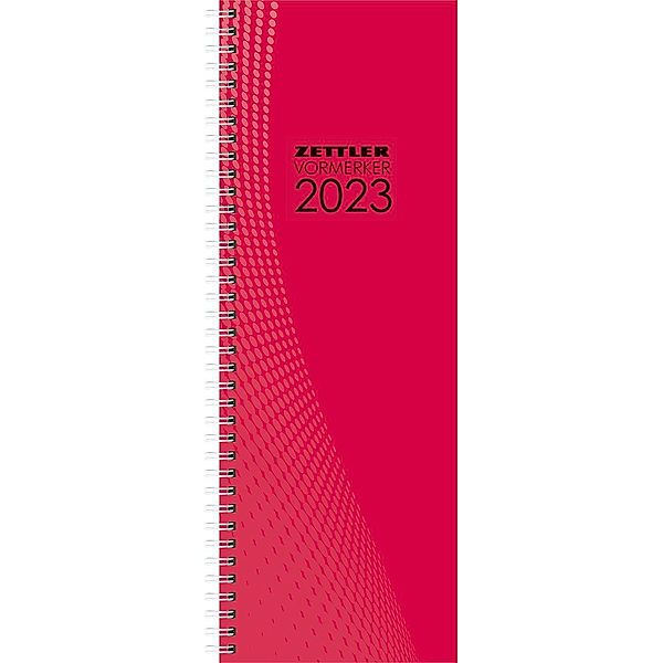 Vormerkbuch rot 2023 - Bürokalender 10,5x29,7 cm - 1 Woche auf 2 Seiten - mit Ringbindung - robuster Kartoneinband - Tis