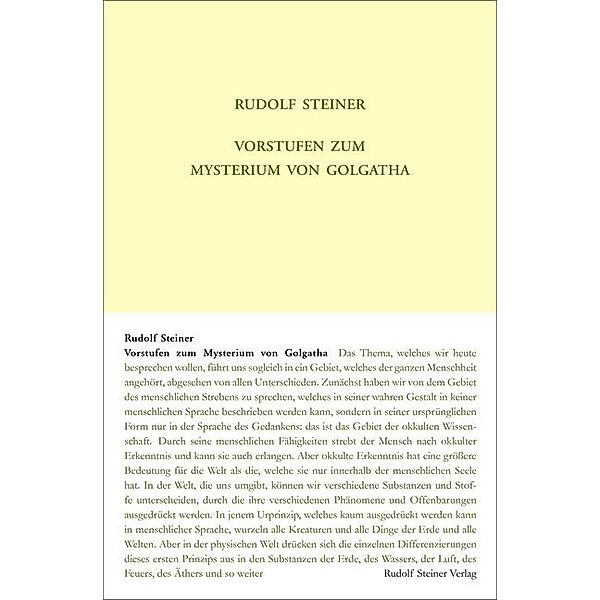 Vorstufen zum Mysterium von Golgatha, Rudolf Steiner