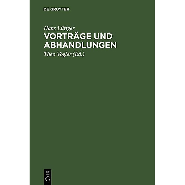 Vorträge und Abhandlungen, Hans Lüttger