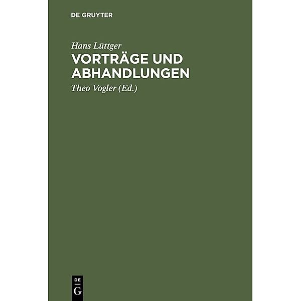 Vorträge und Abhandlungen, Hans Lüttger