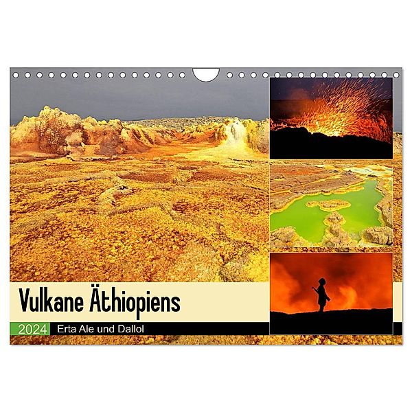 Vulkane Äthiopiens - Erta Ale und Dallol (Wandkalender 2024 DIN A4 quer), CALVENDO Monatskalender, Michael Herzog
