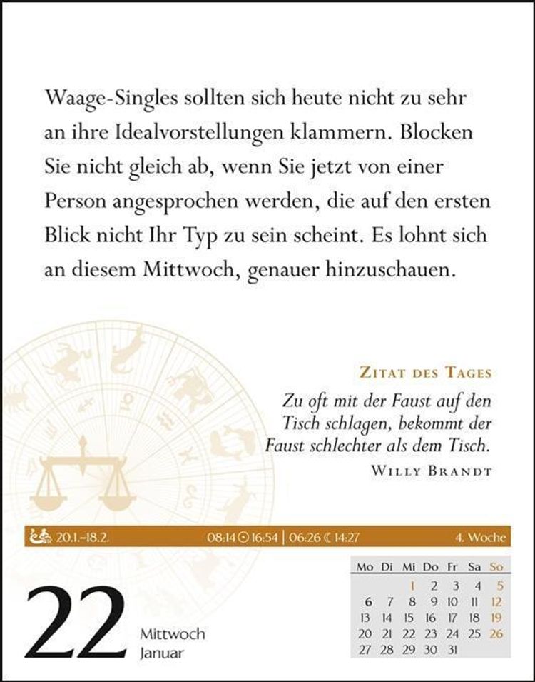 Waage 2020 - Kalender jetzt günstig bei Weltbild.ch bestellen