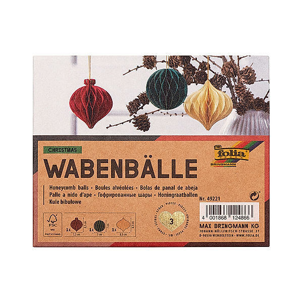 folia Wabenbälle CHRISTMAS 3-teilig