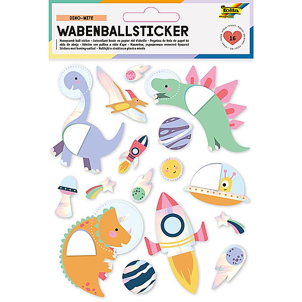 folia Wabenball-Sticker DINO-MITE 15-teilig