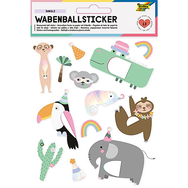 folia Wabenball-Sticker JUNGLE 13-teilig