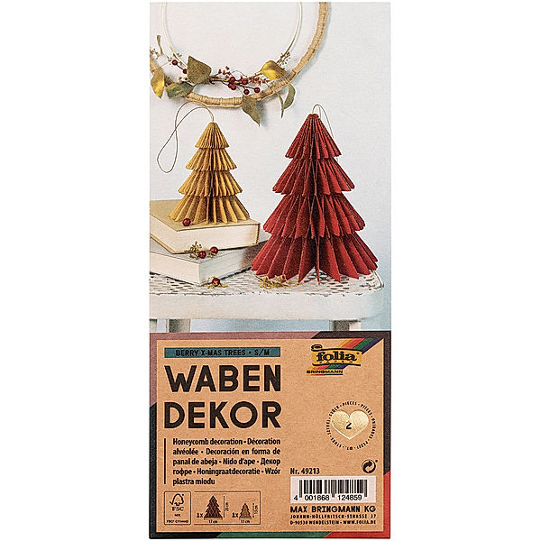 folia Wabendekor BERRY XMAS TREES 2-teilig