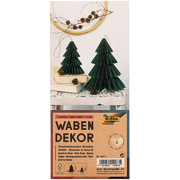 folia Wabendekor CLASSIC XMAS TREES 2-teilig