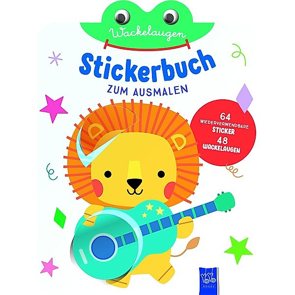Wackelaugen Stickerbuch zum Ausmalen (Cover Löwe)