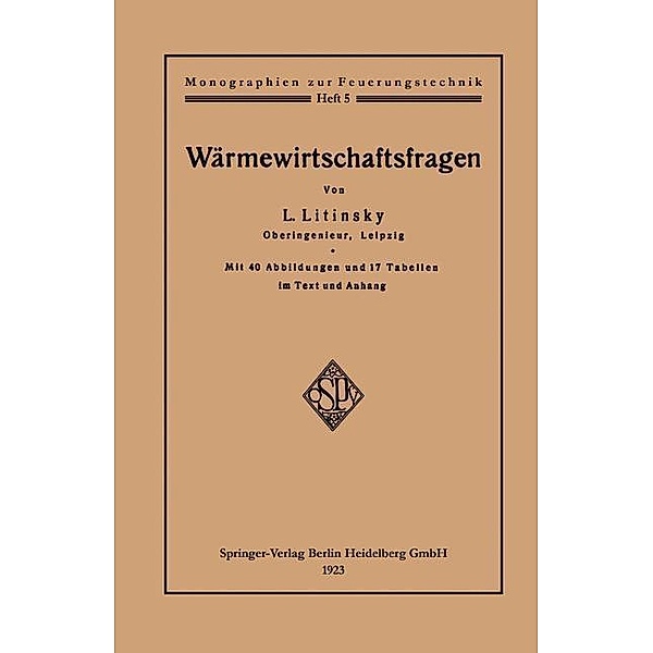Wärmewirtschaftsfragen / Monographien zur Feuerungstechnik Bd.5, Leonid Litinsky