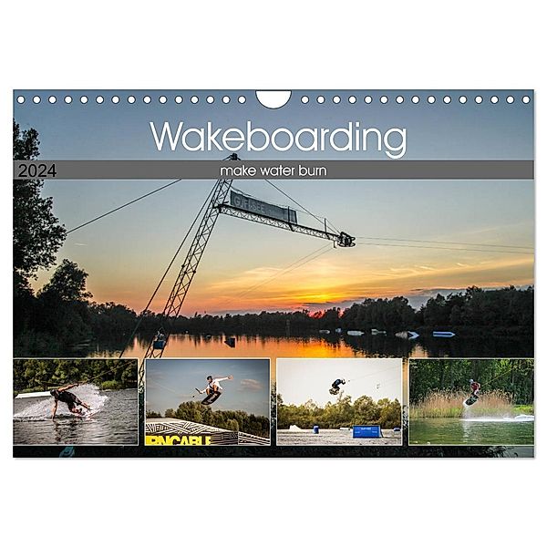 Wakeboarding - make water burn (Wandkalender 2024 DIN A4 quer), CALVENDO Monatskalender, Florian Krauß