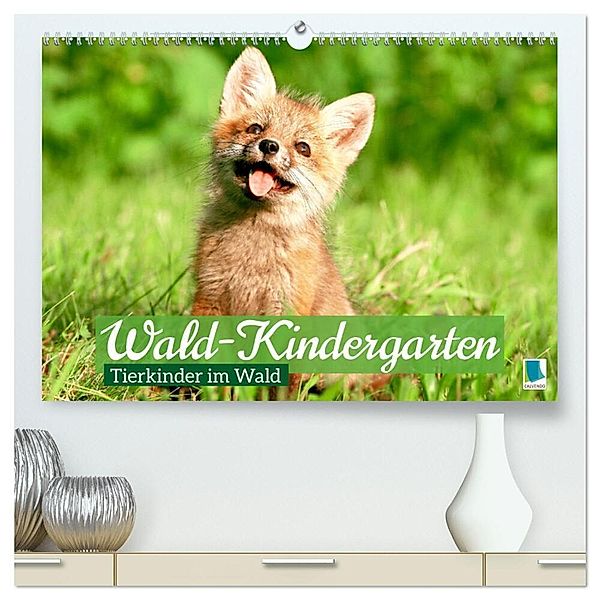 Wald-Kindergarten: Tierkinder im Wald (hochwertiger Premium Wandkalender 2024 DIN A2 quer), Kunstdruck in Hochglanz, Calvendo