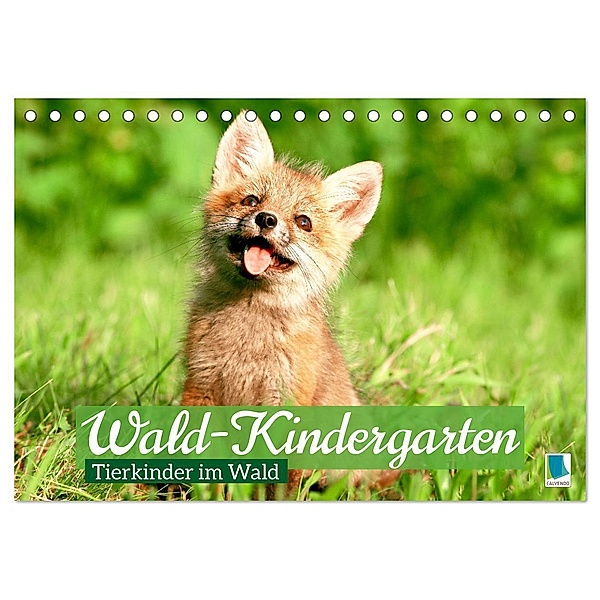 Wald-Kindergarten: Tierkinder im Wald (Tischkalender 2024 DIN A5 quer), CALVENDO Monatskalender, Calvendo