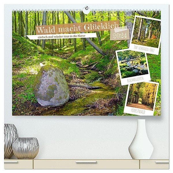 Wald macht glücklich (hochwertiger Premium Wandkalender 2024 DIN A2 quer), Kunstdruck in Hochglanz, Werner Prescher