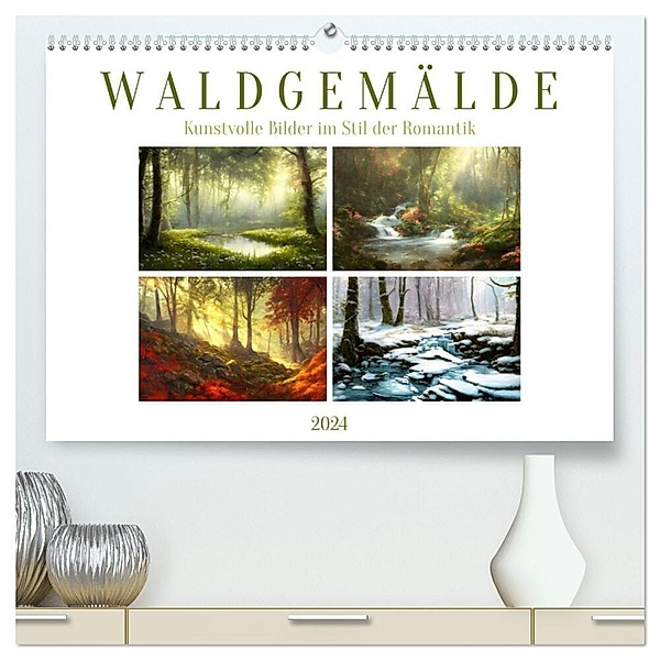 Waldgemälde (hochwertiger Premium Wandkalender 2024 DIN A2 quer), Kunstdruck in Hochglanz, Sabine Löwer