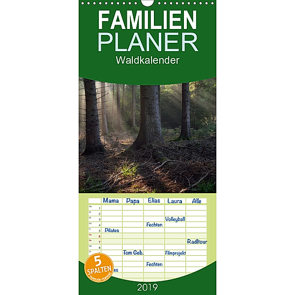 Waldkalender - Familienplaner hoch (Wandkalender 2019 , 21 cm x 45 cm, hoch), Hans Zitzler