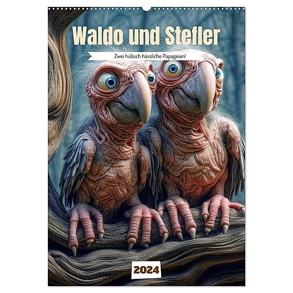 Waldo und Stefler (Wandkalender 2024 DIN A2 hoch), CALVENDO Monatskalender, Calvendo, Harald Laier