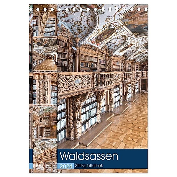 Waldsassen Stiftsbibliothek (Tischkalender 2024 DIN A5 hoch), CALVENDO Monatskalender, Bodo Schmidt