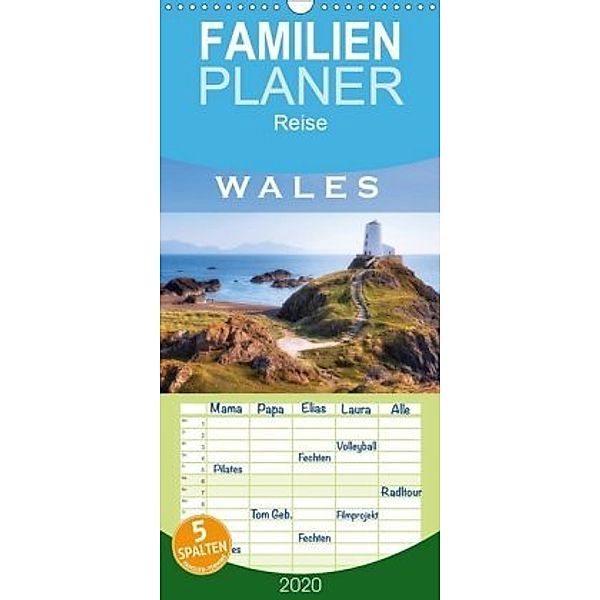 Wales - Familienplaner hoch (Wandkalender 2020 , 21 cm x 45 cm, hoch), Joana Kruse