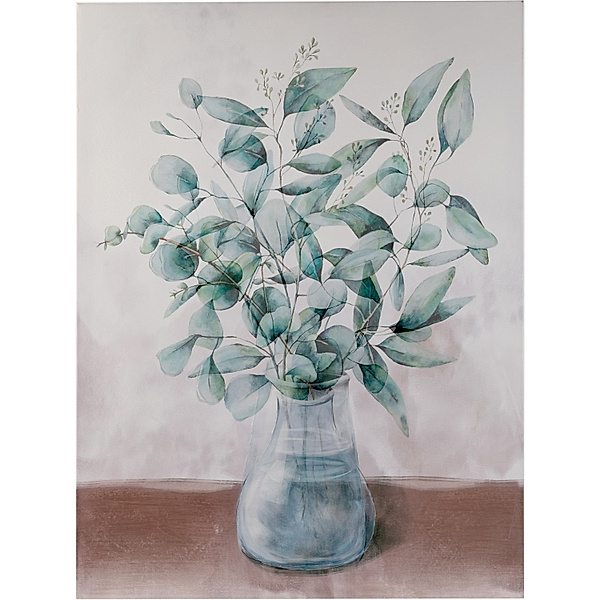 Wandbild Eukalyptus in runder Vase 60 x 80 cm