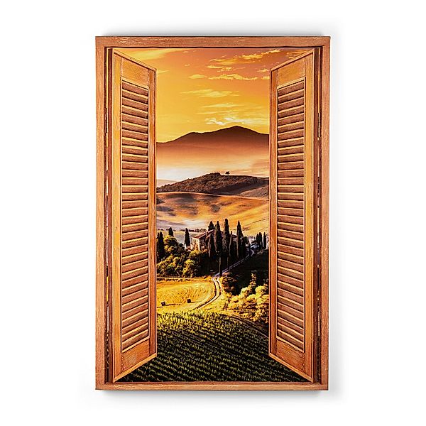 Wandbild Fensterblick Toskana 120x80cm