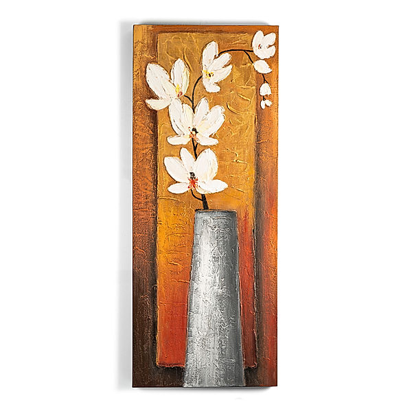 Wandbild Vase 40 x 100 cm, handgemalt