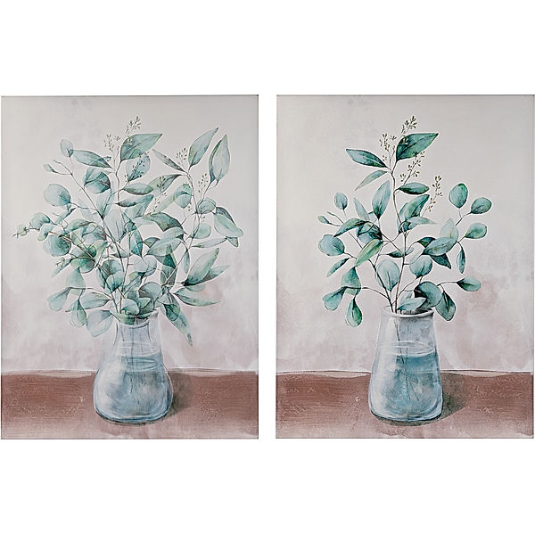 Wandbilder Eukalyptus in Vase 60 x 80 cm 2er-Set