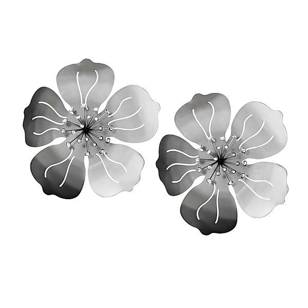 Wanddeko Blume, 22 cm, 2er-Set