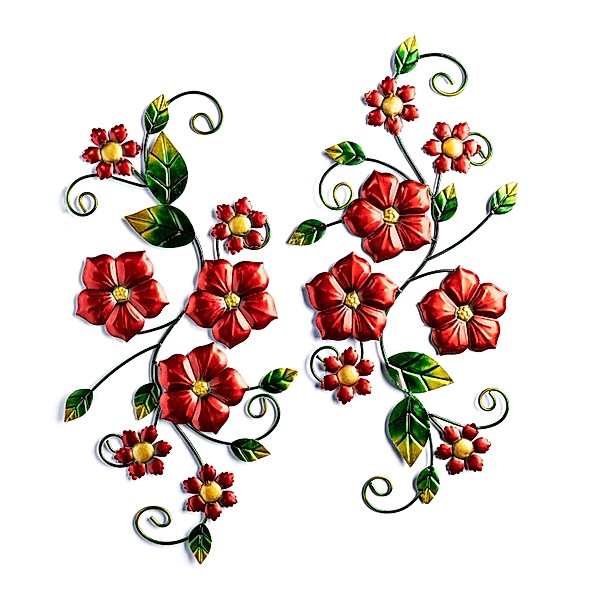 Wanddeko Blumen Rosso, 2er-Set