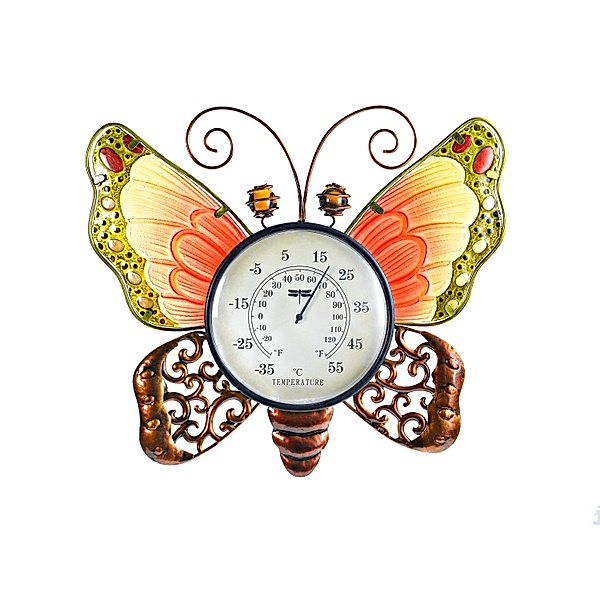 Wanddeko Schmetterling mit Thermometer