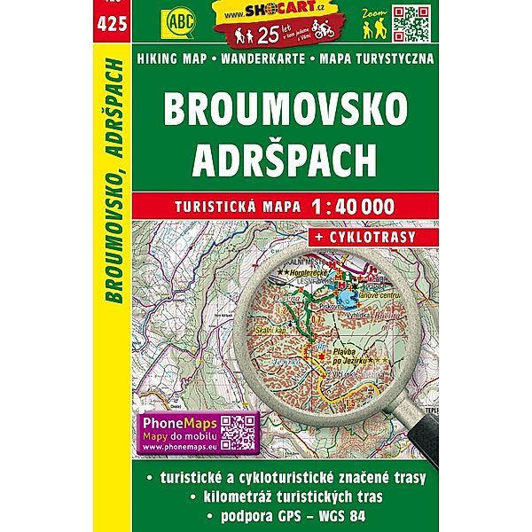 Wanderkarte Tschechien Broumovsko, Adrspach 1 : 40 000