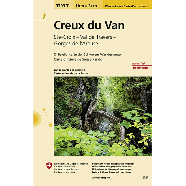 Wanderkarten 1:33 333 / 3303T Creux du Van Carte d'excursions, Bundesamt für Landestopografie swisstopo
