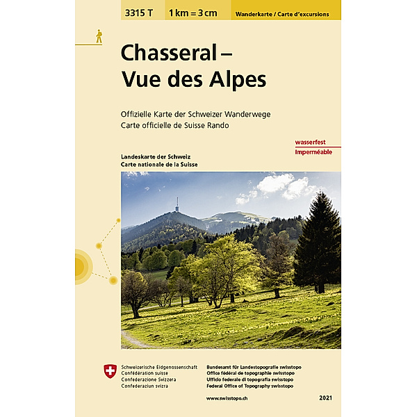 Wanderkarten 1:33 333 / 3315T Chasseral - Vue des Alpes Carte d'excursions, Bundesamt für Landestopografie swisstopo