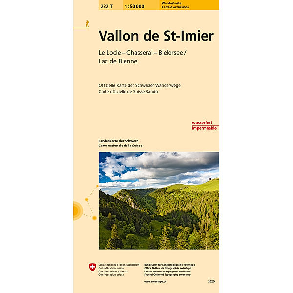 Wanderkarten 1:50 000 / 232T Vallon de St-Imier Carte d'excursions, Bundesamt für Landestopografie swisstopo