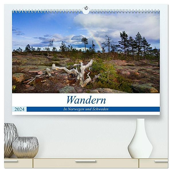 Wandern - In Norwegen und Schweden (hochwertiger Premium Wandkalender 2024 DIN A2 quer), Kunstdruck in Hochglanz, Rolf Dietz