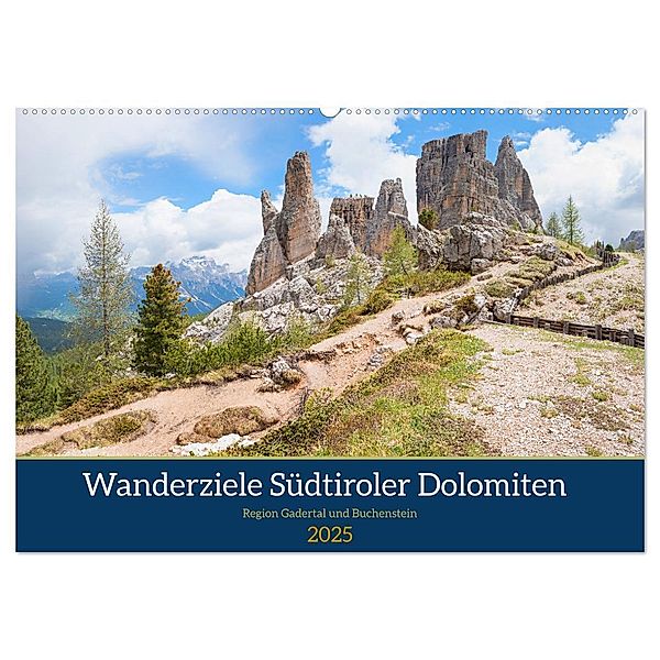Wanderziele Südtiroler Dolomiten - Region Gadertal und Buchenstein (Wandkalender 2025 DIN A2 quer), CALVENDO Monatskalender, Calvendo, SusaZoom