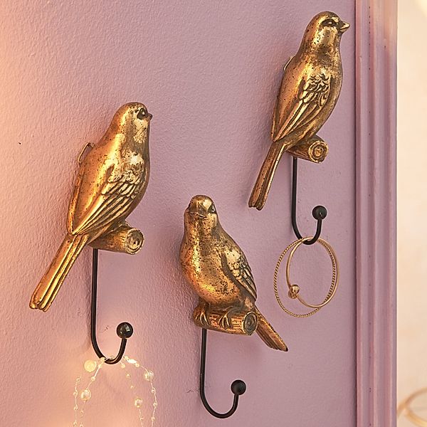 Wandhaken-Set, 3-tlg. Golden Birds