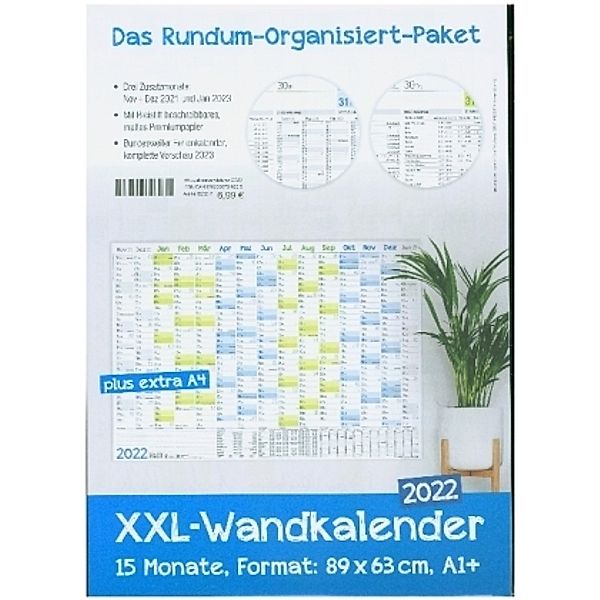 Wandkalender 2022 A1+ [Blau-Grün]