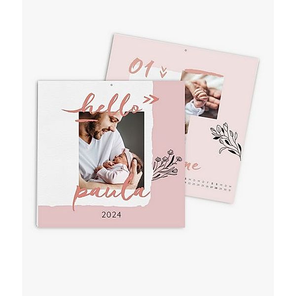 Wandkalender 2024 gestalten mit eigenen Fotos (30 x 30 cm) im Design Hello Baby