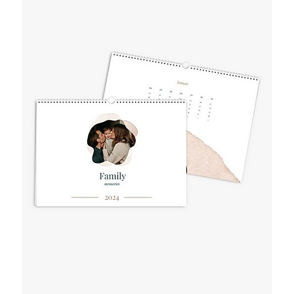 Wandkalender 2024 gestalten mit eigenen Fotos (A3 quer) im Design Family Memories