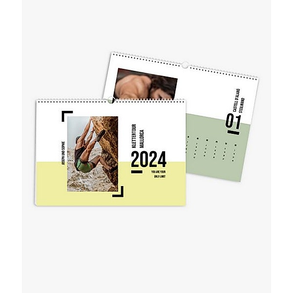 Wandkalender 2024 gestalten mit eigenen Fotos (A3 quer) im Design Bold
