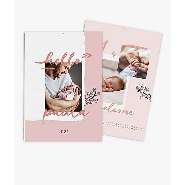 Wandkalender 2024 gestalten mit eigenen Fotos (A3 hoch) im Design Hello Baby