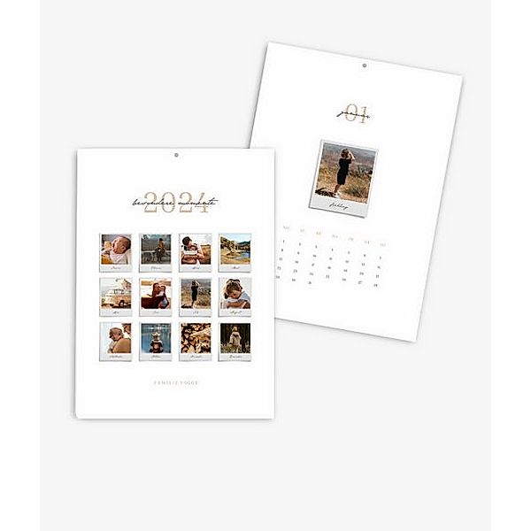 Wandkalender 2024 gestalten mit eigenen Fotos (A4 hoch) im Design Polaroid